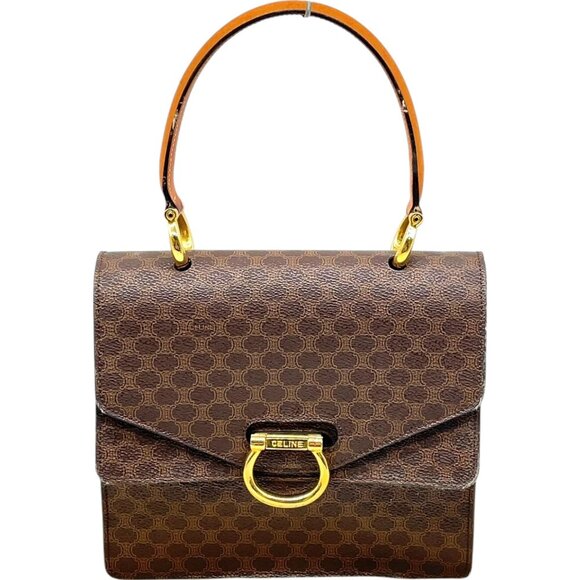 Celine Handbags - (L3) Authentic Celine Hand Bag Brown PVC Luxury Vintage Designer Handbag